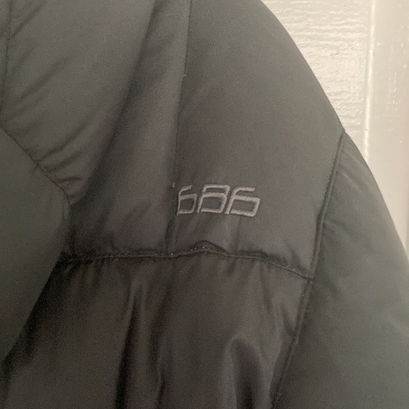 686 Faux fir lined hooded puffer snowboard jacket size XS extra small black gray - Picture 10 of 12